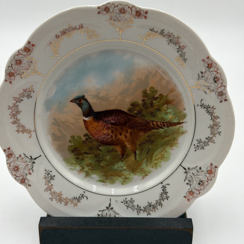 Antique  Mignon  Z. S. & Co Bavaria Turkey Grouse Plate 7 1/2"